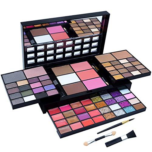 All in One Makeup Kit for Women Full Kit, 74 Colors Professional Makeup Gift Set, Include 36 Eyeshadow, 16 Lip Gloss, 12 Glitter Cream, 4 Concealer, 3 Blusher, 2 Highlight and Contour, 1 Bronzer