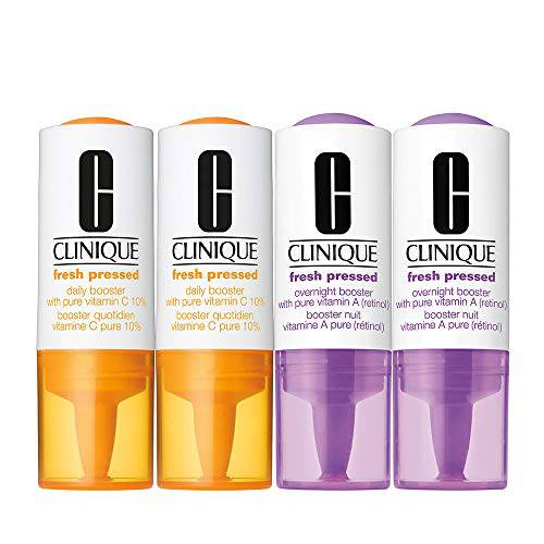 Clinique Fresh Pressed Clinical Daily Overnight Boosters Unisex 0.29oz Daily Booster With Pure Vitamin C 10 Percent, 0.20oz Overnight Boster With Pure Vitamin A 2 Pc