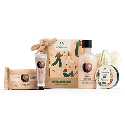 The Body Shop Nutty & Nourishing Shea Essentials Gift Set, Hydrating & Moisturizing Skincare Treats for Very Dry Skin, Cream, 5 Count