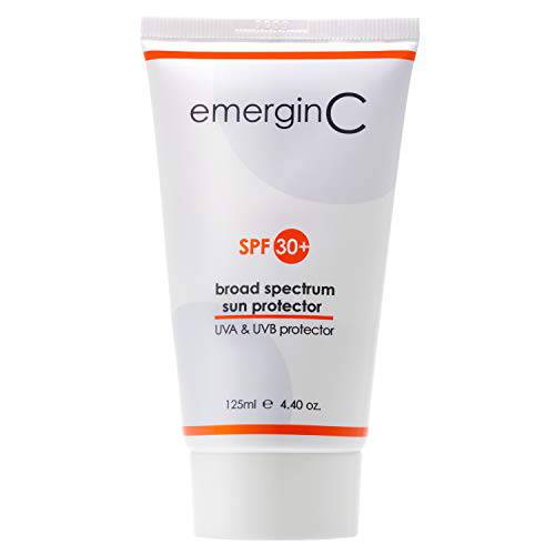 emerginC Sun SPF 30+ Non-Greasy Sunscreen - Face Sunscreen with Zinc Oxide, Vitamin C + Aloe - Non-Tinted Sunblock Cream (4.2 oz, 125 ml)