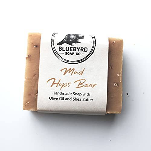BLUEBYRD Soap Co. Mad Hops Citrus IPA Beer Soap Bar| Vegan Handcrafted High Lathering Beer Soap For Men | Beer Lovers All Natural Soap with Real Exfoliating Oats| Acne Soap Bar made with Beer Hops, Oatmeal, and Orange Essential Oils (BEER)