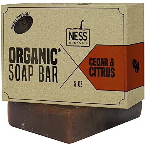 Ness Mens Soap Bar - Cedar & Citrus Scent, Natural Soap For Men With Organic Ingredients, Mens Bar Soap With Essential Oils, Moisturizing Bar Soap For Men, Handmade In The USA, Cruelty Free, Vegan