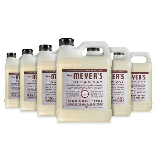 Mrs. Meyer’s Hand Soap Refill, Made with Essential Oils, Biodegradable Formula, Lavender, 33 fl. oz - Pack of 6
