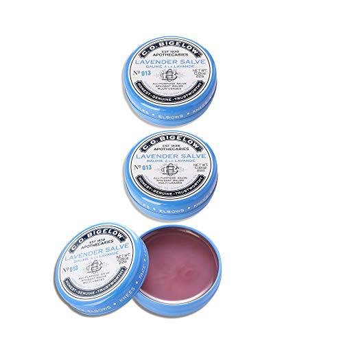 C.O. Bigelow All Purpose Salve Lip Balm Tins, Lavender Salve Pack of 3 for Chapped Lips & Dry Skin - Moisturizing Lip, Cuticle and Skin Salves, 0.8 oz each