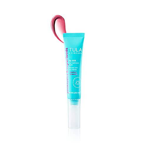 TULA Skin Care Lip SOS | Lip Treatment Balm that Plumps, Smooths & Hydrates lips with a Glossy Tint, Blushing Lemonade | .28 oz