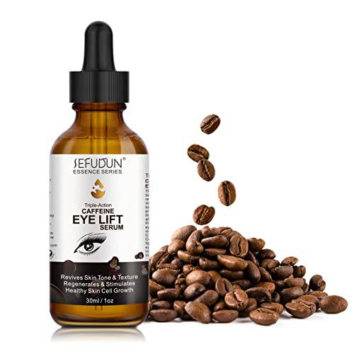 Caffeine Eye Serum, Eye Serum Anti Aging Wrinkles Effectively Fades Dark Circles, Eye Bags, Helping to Minimize Wrinkles and Fine Lines, Eliminate Puffiness, with EGCG, Vitamin C Under Eye Serum 30ml