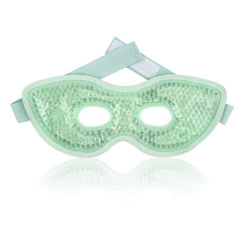 NEWGO Gel Eye Mask Reusable Cooling Eye Mak with Eye Holes, Cold Pack Eye Ice Pack Hot Cold Eye Compress for Puffy Eyes Migraine Headache, Stress Relief, Dry Eyes Dark Circles (Green)