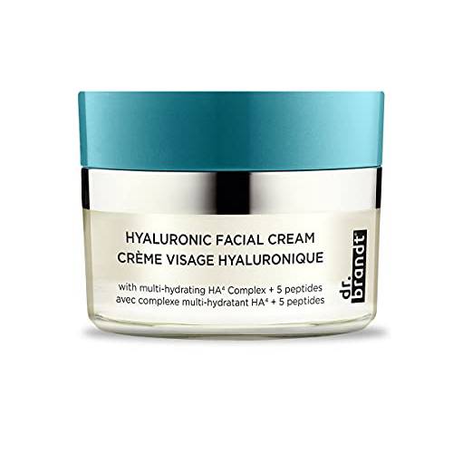 Dr. Brandt Hyaluronic Facial Cream with Multi-Hydrating HA⁴ Complex + 5 Peptides. Provides up to 72 Hours of Moisture. Uses Hyaluronic Acid and Peptides to Hydrate and Plump Skin (1.7 ounces)