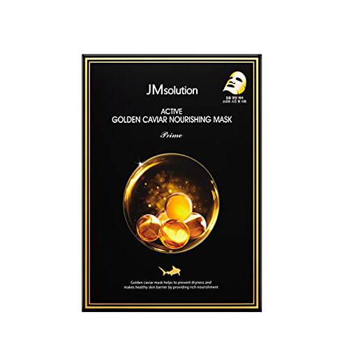 JMsolution Active Golden Caviar Nourishing Mask - Korean Skincare Facial Mask-Cavior extracted - collagen essense- 10 sheets for all skin type