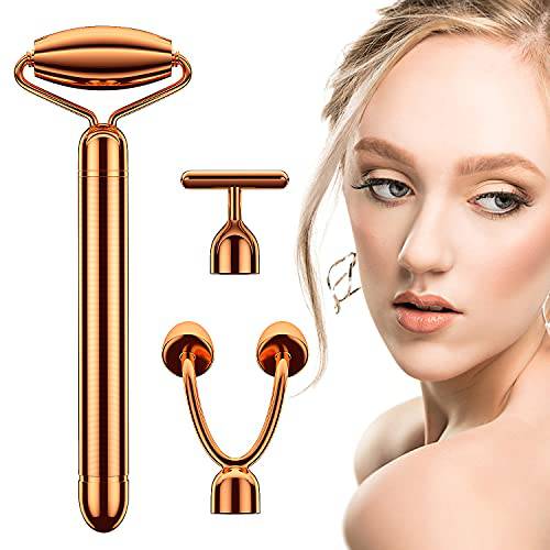 3 in 1 Electric Face Massager, 3D Roller and T Shape V Shape Face Massager Kit Gift Set for Face Skin Care Tools