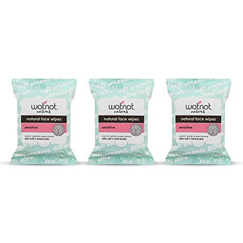 Wotnot - Natural Face Wipes, Sensitive Skin, 25 count (Pack of 3)