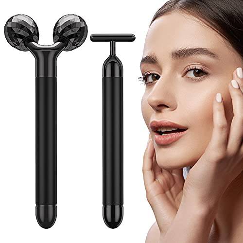 2 in 1 Electric Face Massager, 3D Roller and T Shape Face Massager Kit Gift Set for Face Skin Care Tools