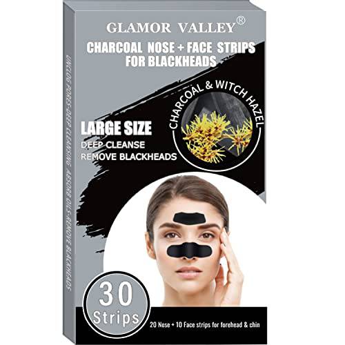 GLAMOR VALLEY OverSize 3X Absorb Oil Blackhead Remover Strips Nose + Face Strips Charcoal Nose Pore Strips, Deep Cleansing Nose Strips for Blackheads