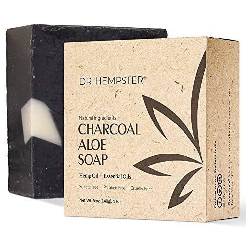 DR. HEMPSTER Hemp, Aloe and Charcoal Soap Bar - 5 oz Bar Soap - Skin Cleansing Hemp Soap - Moisturizing, Soothing, Antioxidant Formula with Natural and Organic Ingredients - Made in the USA