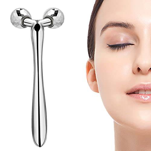 Face Roller Facial Roller Massager Facial&Body Beauty Roller Skin Care Tool for Face,Eyes,Neck, Body Slim Reduce Wrinkle Body Tightening Improve Face (Silver)