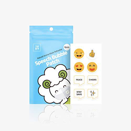 LeMouton Speech Bubble Mask Patch Natural Pure Aroma Essence Oil Refreshing Fragrance Breath Fresheners, Scented Stickers for Face Mask, Made in Korea, 10Pack-80Patches