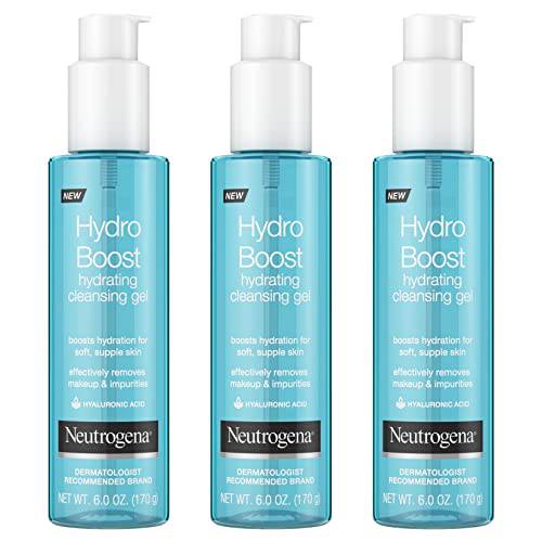 Neutrogena Hydro Boost Lightweight Hydrating Facial Cleansing Gel, Gentle Face Wash & Makeup Remover with Hyaluronic Acid, Hypoallergenic & Non Comedogenic, 6 oz, Pack of 3