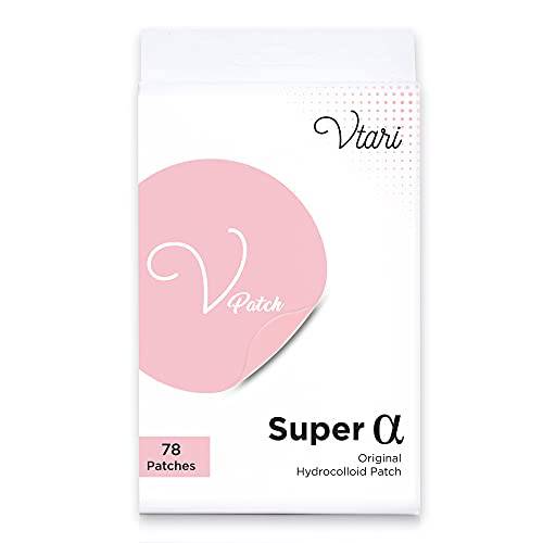 Vtari Super Alpha Original Hydrocolloid Intensive Spot Patch | V-Patch | Acne Pimple Healing Patch, Blemish Cover | 24 x 8mm, 30 x 10mm, 24 x 12mm | 78 Patches |