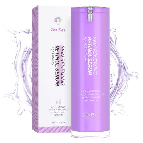 ZealSea 3.5% Retinol Facial Serum Anti-Aging Brightening Serum Retinol Serum Smooths Wrinkles Dark Spots & Skin Brightening Facial Skin Care Products with Niacinamide, Collagen Hyaluron 1 Fl.oz