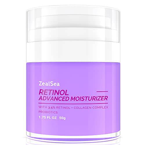 ZealSea 1.75 Oz Retinol Cream for Face with Hyaluronic Acid and Vitamin E , Anti Aging Cream, Retinol Moisturizer Facial Cream for Women and Men to reduce Wrinkles, Fine Lines and Dryness