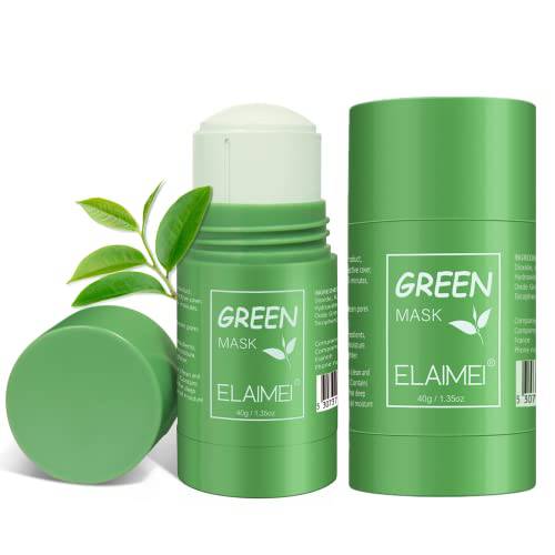 2 Pcs Green Tea Mask, Green Tea Purifying Clay Mask Deep Clean Pores - Oil Control Reduces Blackhead & Acne, Adjust The Skin’S Water And Oil Balance. Green Tea Cleansing Mask For All Skin Types (Green 2)