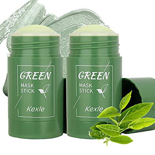 Kexle 2 PCS Green Tea Mask Stick Blackhead Remover Deep Cleansing Smearing Clay Moisturizes Oil Control Purifying Clay Mask Stick Improves Texture of The Skin Suitable for All Skin Types Men Women(Randomly Extra With 2 PCS Free)