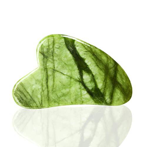 TIGERSTAR Gua Sha Facial Tool, Nature Jade Rose Quartz Gua Sha Massage Tool A Relaxing Gua Sha for Jawline Double Chin, Wrinkles and Pain Relief (Green)