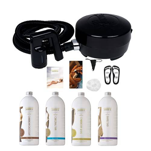 SunFX Pro Mini HVLP Sunless Airbrush Tanning System Kit With Natural Solution and Accessories(white)