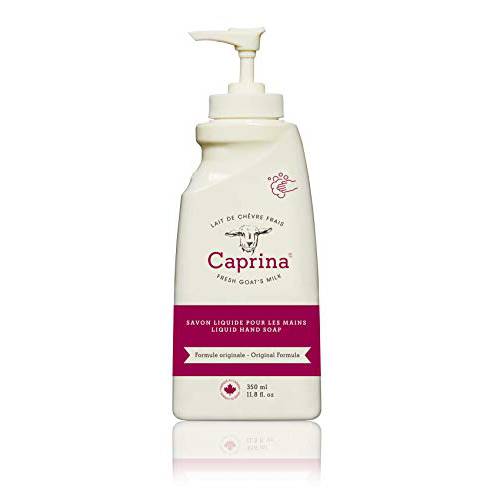 Caprina by Canus Liquid Hand Soap Pump, With Fresh Canadian Goat Milk Soften and Soothe Skin Moisturizing Vitamin A B2 B3 Formula 11.8 ounces(Pack of 1)