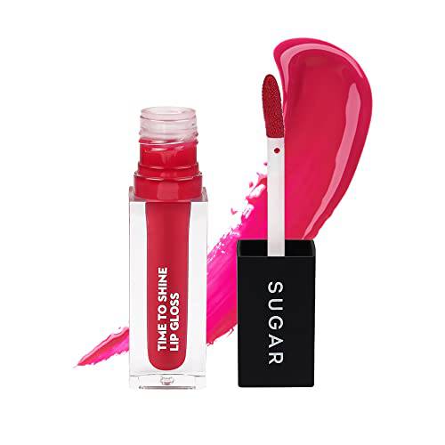 SUGAR Cosmetics Time To Shine Lip Gloss - 04 Peppy Hill (Bright Fuchsia) Non-Sticky Formula , Jojoba Oil Infused