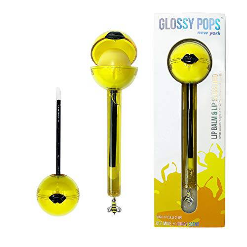 Glossy Pops Scented Clear Lip Balm & Clear Lip Gloss Combo | Novelty Collection (Bee Mine - Honey Scent)