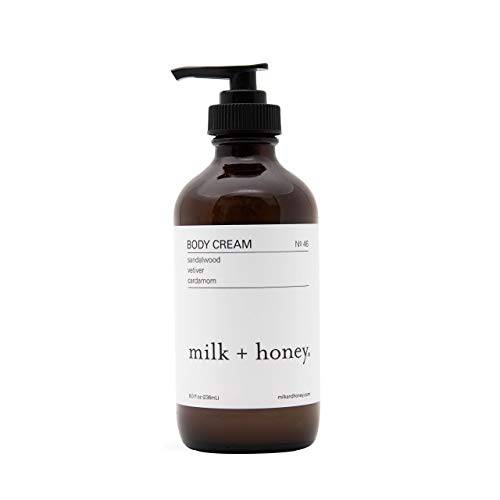 milk + honey Rich Body Cream No. 46, with Sandalwood, Vetiver, and Cardamom, Body Cream for Women and Men, Ultra-Nourishing Moisturizing Lotion, 8 oz.
