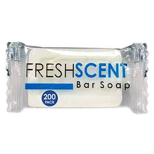 Freshscent 1.0 oz Bar Soap (200 Pack) Hotel Travel Size, Individually Wrapped, Vegetable Based, Bulk Amenities and Toiletries for Hospitality