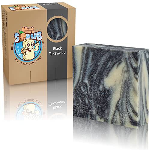 Nut Scrub - All Natural Premium Deodorant Bar Soap for Men | Mens Takewood Scented Fragrance Soaps Sensitive Moisturizing Organic Ingredients | Bath or Shower| Handmade in USA - 5oz