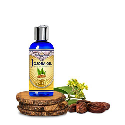 Ancient Health Remedies Organic Unrefined Cold Pressed PURE JOJOBA CARRIER OIL (4 oz) Bulk Wholesale Beauty, Hair Growth Moisturizing DIY Oil For Body Butter Skin Products & Skin Softening (INDIA)
