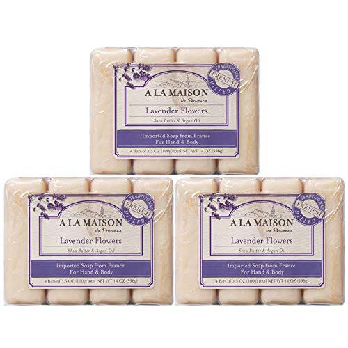 A LA MAISON Lavender Aloe Bar Soap - Triple French Milled Natural Moisturizing Hand Soap Bar (12 Bars of Soap, 3.5 oz)