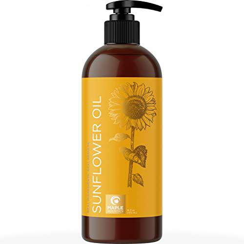 Sunflower Oil for Hair Skin and Nails - Aromatherapy Carrier Oil for Essential Oils Mixing and Hair Oil - Body Oil Cleanser for Face Anti Aging Skin Care and Moisturizing Body Oil for Dry Skin 16oz
