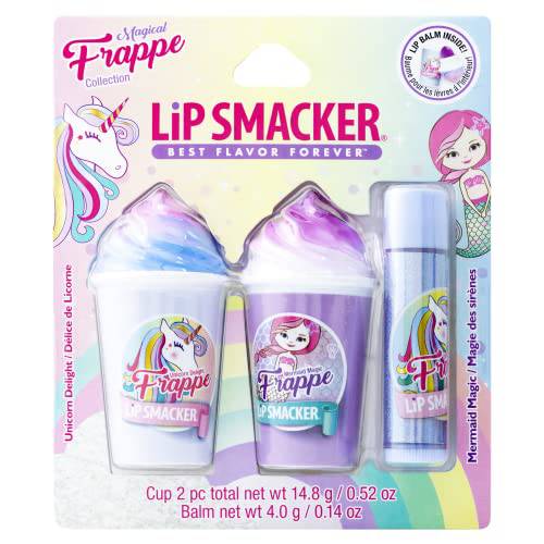 Lip Smacker Magical Frappe Collection 3 Pack Beverage Lip Balm- Unicorn & Mermaid Unicorn Delight / Mermaid Magic