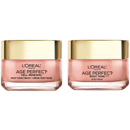 L’Oreal Paris Skin Care Age Perfect Rosy Tone Eye Brightener and Travel Size Face Moisturizer Anti-Aging Skin Care Set, 1 Kit