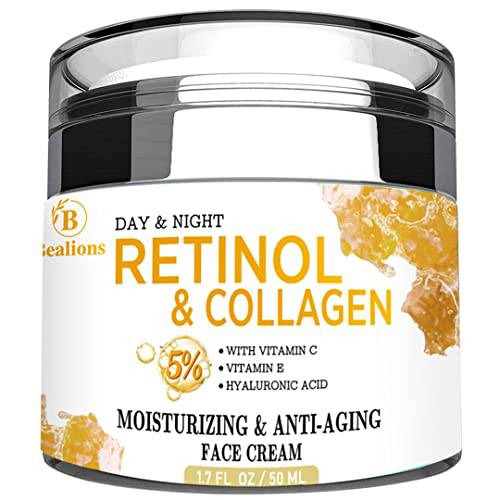 Retinol Collagen Cream with Hyaluronic Acid for Face Moisturizing and Anti Aging Facial Moisturizer for Firming Skin Anti-Wrinkle Reduce Fine Lines with Vitamin C+E Natural-Ingredient Designed by USA Day&Night for Men & Women