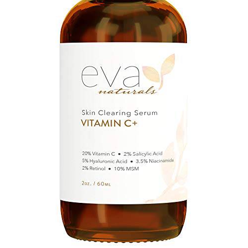 Eva Naturals Vitamin C Serum Plus Hyaluronic Acid Serum, Retinol, Organic Aloe, Vitamin C Serum for Face - Anti-Aging Serum for Face, Skin Repair, and Brightening Serum for Dark Spots (2 oz)