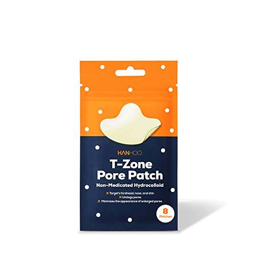 Hanhoo T-Zone Pore Patch | Hydrocolloid Nose Patches | For Blackheads & Clogged Pores | Fits Nose, Chin, and Forehead | Cruelty-free and Vegan | 8 Patch Count - 4 Pore Patches & 4 Triangle Patches