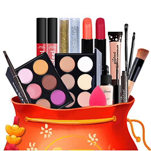 PhantomSky All in One Makeup Kit for Woman Full Gift Set Holiday Travel Cosmetic Essential Starter Bundle Christmas Birthday Girl Beauty Bag Including Foundation Concealer Eye Shadow Lip Gloss Brush