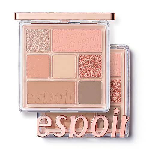 Espoir Real Eye Palette 5 Apricot Me | Everyday Multi-Use Long-Lasting and Blendable 7 Colors with Sparkling Glitter for Eyeshadow Base and Cheeks Makeup | Warm, Cool, Neutrals | Korean Makeup