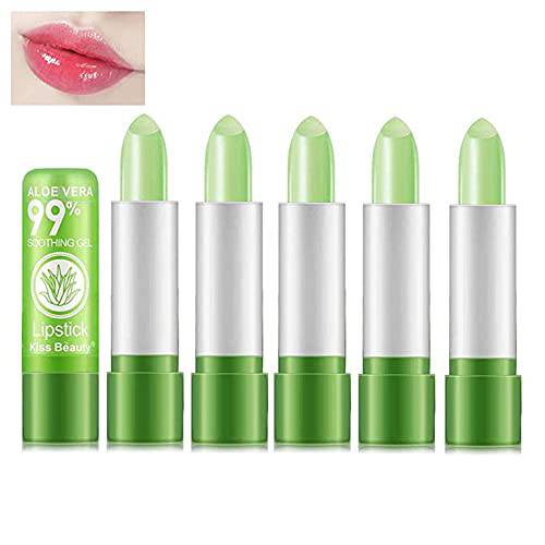 Wutian 6 Pack Aloe Vera Lipstick, Long Lasting Nutritious Lip Balm Lips Moisturizer Magic Temperature Color Changing Lip Gloss (6Pcs)