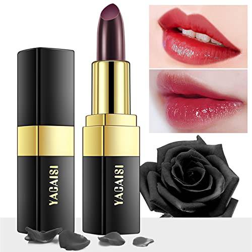 Lip Balm Lipstick,Temperature Color Change Lip Gloss,Long Lasting Waterproof Lip Balm,Nutritious Lips Moisturizer Lipstick For Women Lip Care Lip Stain Makeup(Black Rose)