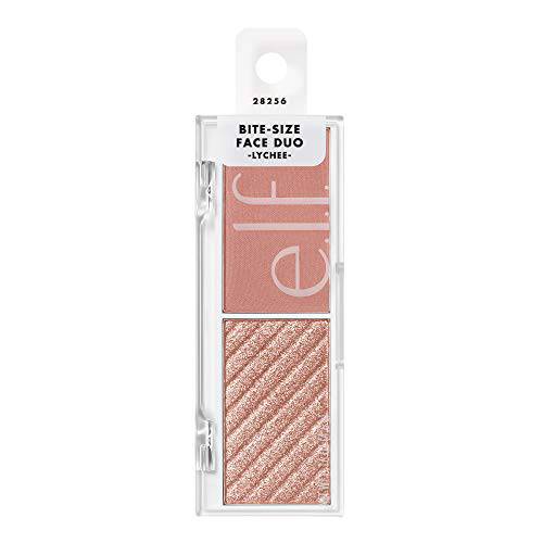 e.l.f. Cosmetics Bite-Size Face Duo, Highlighter, Bronzer & Blush Palette, Highly Pigmented, Lychee, 0.049 Oz (1.4g), 0.049 ounces