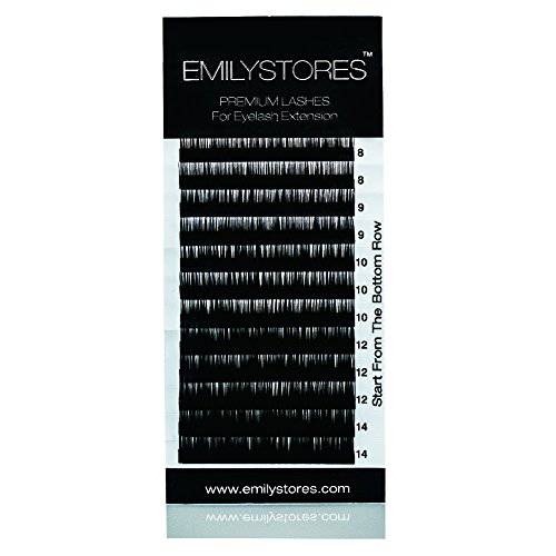 EMILYSTORES 0.07MM Thickness J Curl Length 8mm-14mm Mink Silk False Lashes Assort Mixed In One Tray For Eyelash Extensions