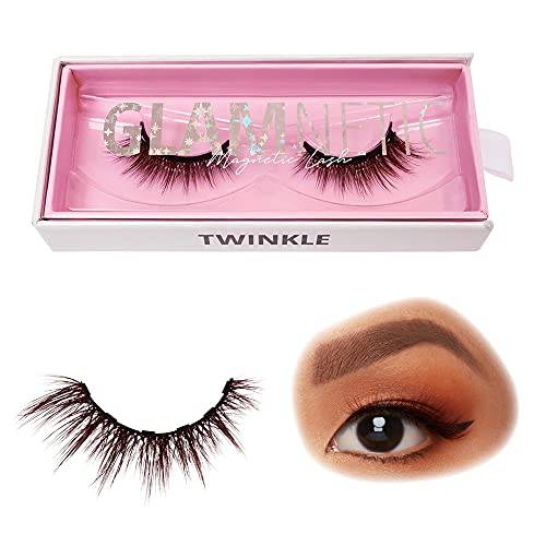Glamnetic Magnetic Eyelashes - Twinkle | Brown Lashes Short Magnetic Lashes, 60 Wears Reusable Natural Eyelashes Cat Eye Natural Look, Brown Eyelash - 1 Pair