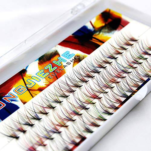 60Pcs Grafting 10Roots Colorful Volume Eye Lashes Extensions Thickness 0.07mm Individual Beauty Muti-color False Eyelashes Cluster Make Up Tools 8/10/12/14mm to Choose (10mm)